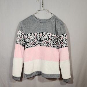 BCBG Girls Gray and Pink Leopard Print Sweater Size L(14/16)